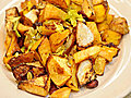 Oven-Roasted Vegetables with Apples,  Dried Cranberries, and Pumpkin Seeds