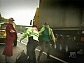 Crazy twins run out and get hit on motorway