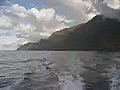 Royalty Free Stock Video SD Footage Mountains and Coastline on Napali Coast Shot From a Catamaran in Kauai,  Hawaii