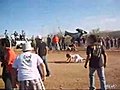 truck jumps over crazy Baja fan