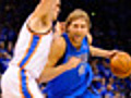 Nowitzki talks to the media after Game 4