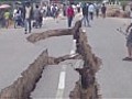 Road ripped up by Burma earthquake