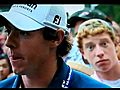 Incredible eyebrow control by young golf fan