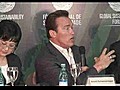 James Cameron y Arnold Schwarzenegger,  en el Foro Mundial de Sostenibilidad