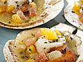 Grilled Scallops in the Half Shell with Citrus Fruits and White Wine