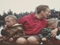 Mother with children in rowboat (vintage 8 mm amateur film)