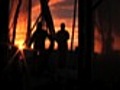 Fishing nets at sunset