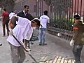 Protesters clean Tahrir Square