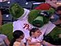 Raw Video: Phillie Phanatic injured by foul ball