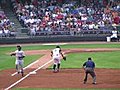 Throw Out At First Base Stock Footage