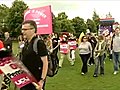 Pension strikers in Cambridge march