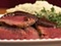 Sirloin with Homemade Steak Sauce and Cauliflower Puree