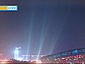 View of Bird&#039;s Nest during opening ceremonies