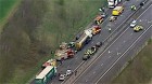 Aerial view of multi-vehicle accident on M11