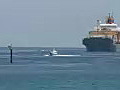 Royalty Free Stock Video HD Footage Large Cargo Container Ship Arrives at Port Everglades in Ft. Lauderdale,  Florida