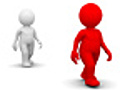 3D Character walking,  He following the red man