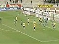 Michel Madera scores with 50 yard free kick for AEK Athens