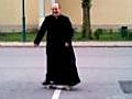 Skateboarding priest