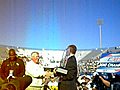 UCF accepts the Conference USA championship trophy and Liberty Bowl invitation