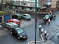 Parking rage pensioner rams car and runs over driver