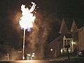 Lightning Strike Turns Light Pole Into Fireball Torch