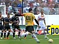 Sao Paulo goalkeeper Rogerio Ceni scores his hundredth goal