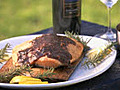 Cedar Planked Salmon withBlueberry-Zinfandel Sauce