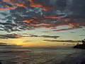 Royalty Free Stock Video SD Footage Static Shot of Sunset and Coastline at the Seawall in Lahaina at Maui,  Hawaii