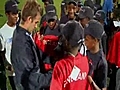 Beckham takes time out to meet South African kids
