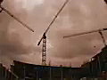 Royalty Free Stock Video SD Footage Pan Right and Left to Tower Cranes at a Construction Project in Ft. Lauderdale,  Florida With a Fish Eye Lens