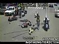 Scooter Gang Leader Collides With Scooter Rider