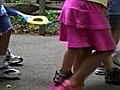 Kids Walking With Guide Rope Stock Footage