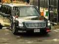 Obama’s Cadillac gets stuck on ramp