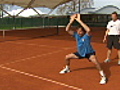 Fitness training on a clay court
