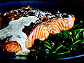 Crispy-Skin Salmon with Buttermilk-Mint Sauce