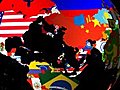 High Definition Loopable Spinning Globe With Countries Flags (Large Center) Matt / Alpha At 10 Seconds (Loopable).mov Stock Footage