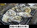 坂越の牡蠣を浜で焼く