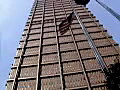 Royalty Free Stock Video SD Footage American Flag Waving in Front of Tall Glass Building in Pittsburgh Pennsylvania