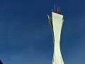 Royalty Free Stock Video SD Footage Communications Tower in Cancun Beach in Mexico