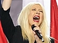 Christina Aguilera goofs anthem at Superbowl