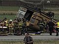 Raw Video: School bus overturns on Pa. highway