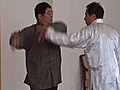 Two Martial Artists Sparring Inside Stock Footage