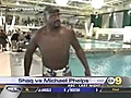 Shaq In Speedos Swims Against Michael Phelps