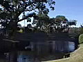 Royalty Free Stock Video SD Footage Bridge Across Waterway at Hotel Resort