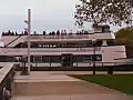 Royalty Free Stock Video HD Footage Ferry Boat Departs From Dock on Hudson River in New York City With Statue of Liberty in Background