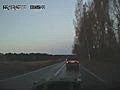 Car accident on slippery road in Russia