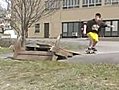 Skateboarder Doesn’t Jump over Bench