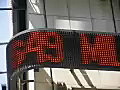 Royalty Free Stock Video SD Footage Moving Sign in Times Square on a Hot Hazy Day in New York City