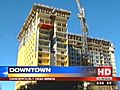 Building materials blown off downtown high-rise