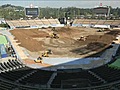 Dodger Stadium filled with dirt